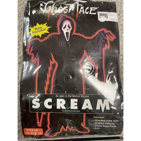 Vintage 1997 Scream Ghost Face Child Costume Fits Up to Sz 12 Fun World Easter - Picture 7 of 8